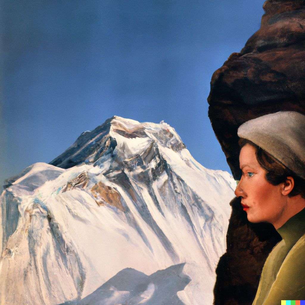someone gazing at Mount Everest, front cover of Vogue, 1960